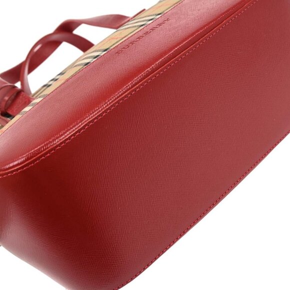 Burberry Beige Red House Check Tote Handbag - Picture 11 of 11